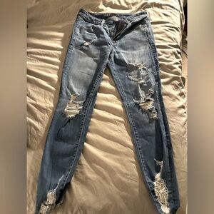 American Eagle Outfitters Ripped Blue Skinny Jeans
